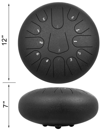 C Major 12" VEVOR Steel Tongue Drum with Travel Case - Discover Serene Melodies