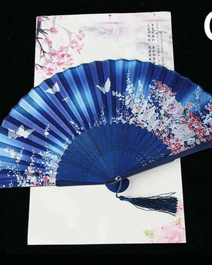 Elegant Vintage Chinese Silk Bamboo Folding Fan with Unique Designs