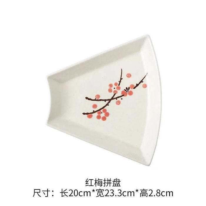 Artisan Hand-Painted Japanese Ceramic Dining Set with Elegant Platter and Bowl