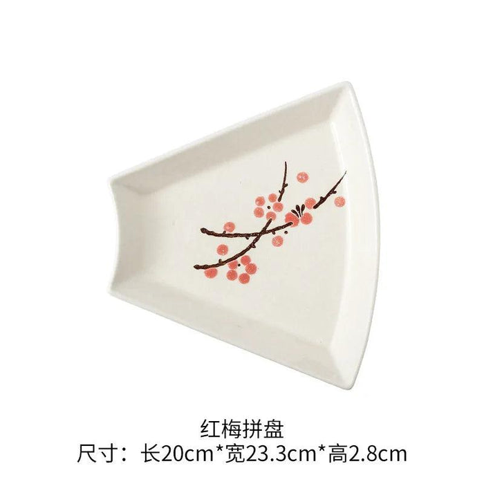 Japanese-Inspired Hand-Painted Ceramic Platter and Bowl Set for Elegant Dining