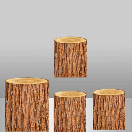 Customizable Wood Bark Elastic Fabric Cylinder Covers for Stunning Dessert Table Decor