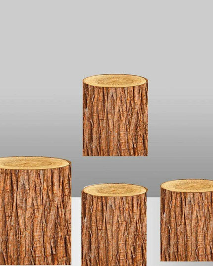 Customizable Wood Bark Elastic Fabric Cylinder Covers for Stunning Dessert Table Decor