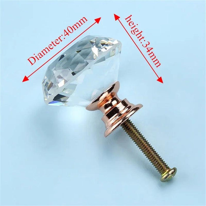 Luxurious Diamond-Shaped Glass Knobs with Elegant Gold Accents for Home Decor Upgrade