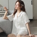 Sophisticated Lace-Adorned Satin Sleepwear Set for Women