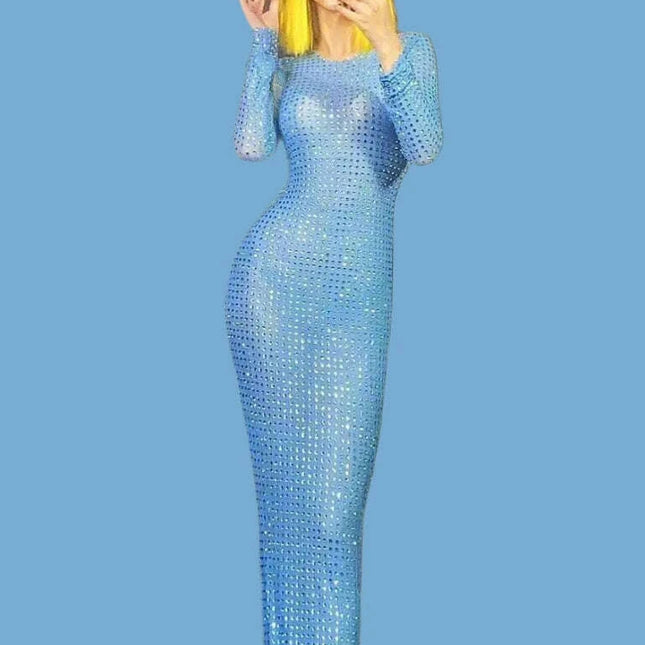 Radiant Elegance Rhinestone Evening Gown - Dazzling Party Wear