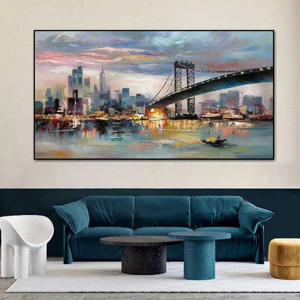 City Serenity: Contemporary Urban Oil Painting for Modern Spaces