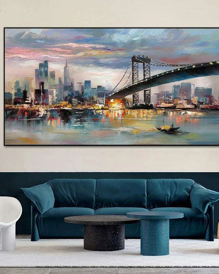 City Serenity: Contemporary Urban Oil Painting for Modern Spaces