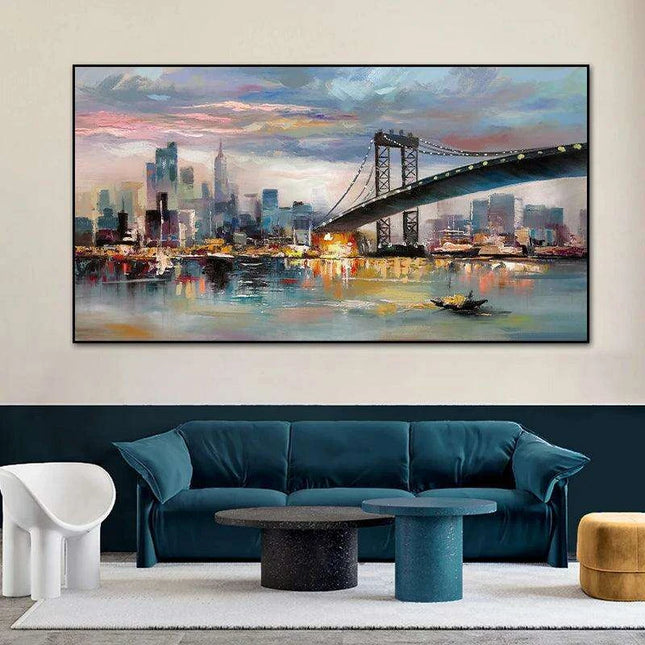 City Serenity: Contemporary Urban Oil Painting for Modern Spaces
