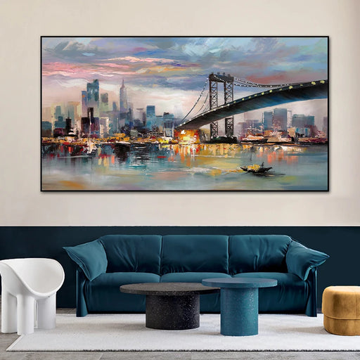 Urban Cityscape Oil Painting - Contemporary Wall Art for Modern Interior Design
