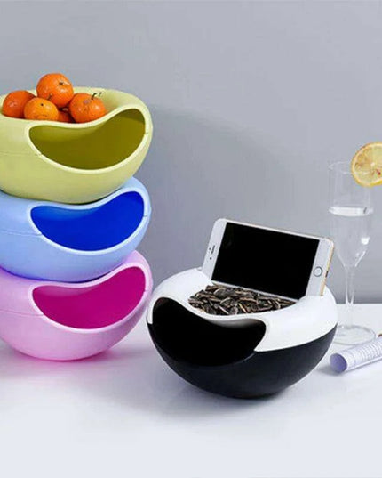 Snack & Stream Plate with Dual Compartments and Phone Dock - Your Perfect Snacking Partner