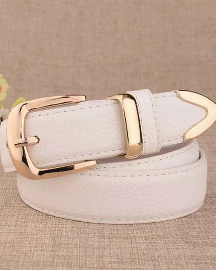 Chic Women's Leather Belt with Gold Buckle - Your Essential Style Upgrade