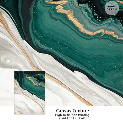 Sophisticated Green and Gold Foil Abstract Canvas Artwork for Chic Home Interiors