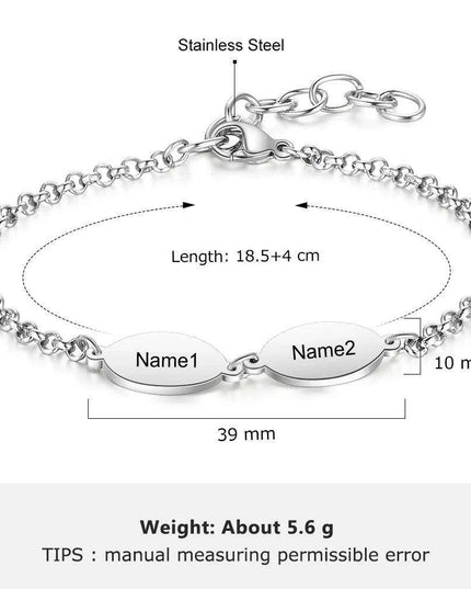 Personalized Engraved Oval Link Bracelets for Couples - Add 2 to 4 Names - Ideal Gift for Friends and Mothers