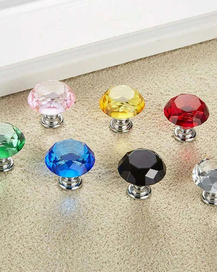 Elegant 30mm Diamond Crystal Glass Cabinet and Drawer Knobs for a Glamorous Touch