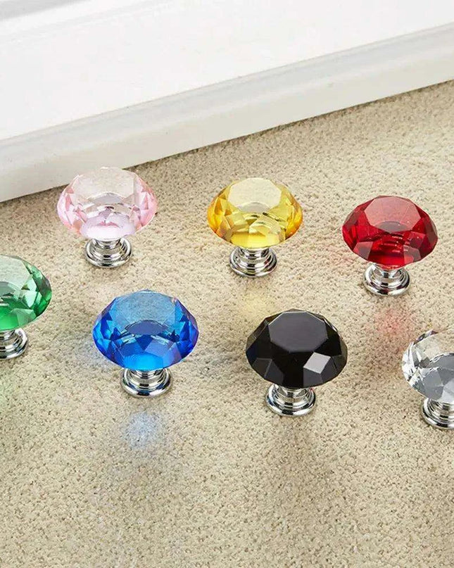 Elegant 30mm Diamond Crystal Glass Cabinet and Drawer Knobs for a Glamorous Touch