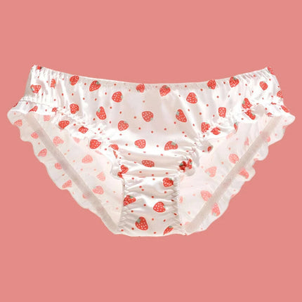 Whimsical Strawberry Ruffle Seamless Women's Underwear for Girls in Japanese Fashion