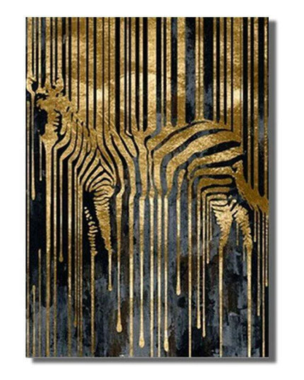 Chic Golden Zebra Abstract Canvas Art - Stylish Nordic Wall Decor for Modern Spaces