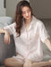 Luxurious Lace-Trimmed Satin Pajama Set for Women