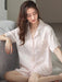 Sophisticated Lace-Adorned Satin Sleepwear Set for Women