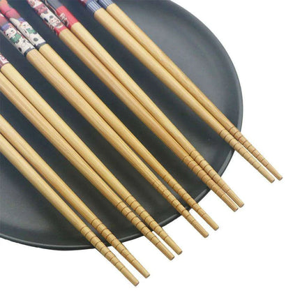 Elegant Handcrafted Bamboo Chopstick Set - 5 Pairs, 23.5cm Natural Wood for Sushi & Noodles