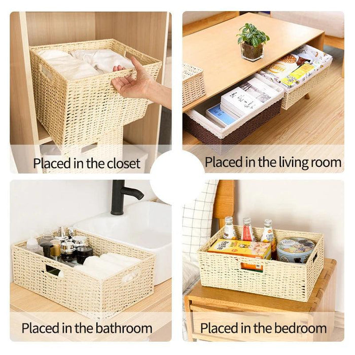 Stylish Woven Storage Basket – Versatile Organizer for Toys, Snacks, and Clothing with Convenient Handles