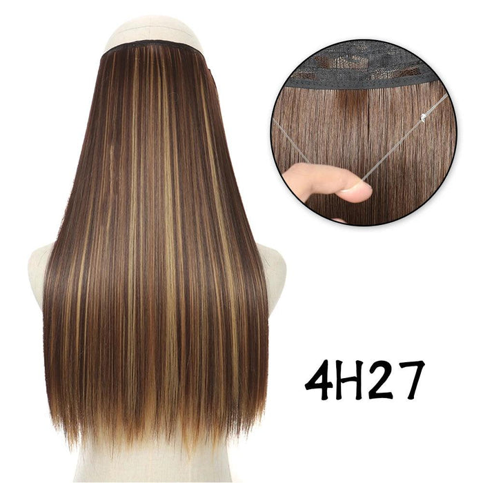 Blonde and Black Halo Hair Extensions for Effortless Volume and Length Boost