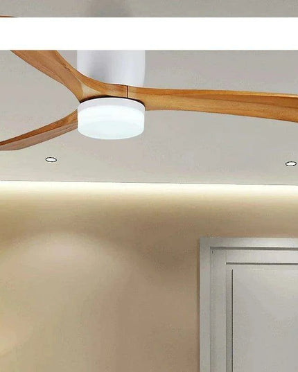 48-Inch Modern White Wood Ceiling Fan with Integrated LED Light and Remote Control
