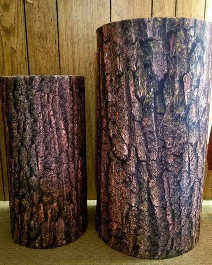 Customizable Wood Bark Elastic Fabric Cylinder Covers for Stunning Dessert Table Decor