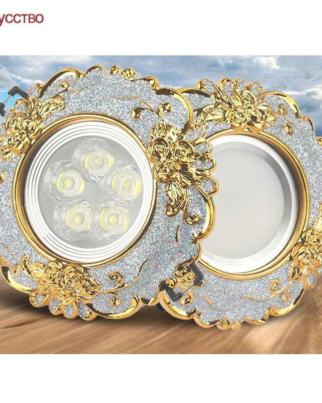 Luxurious Gold Resin Ceiling Fixture with Stylish Integrated Spotlights