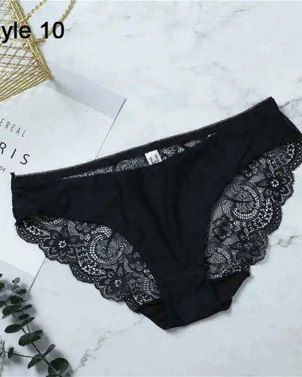 Women’s Leopard Print Lace Trim Seamless Cotton Panties - Breathable Ice Silk Lingerie