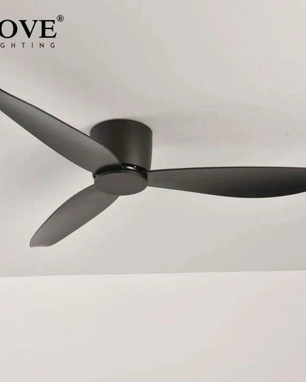 Modern Black and White Remote-Controlled Low Profile Ceiling Fan - 30W DC Motor - No Light - Sleek Design - 220V