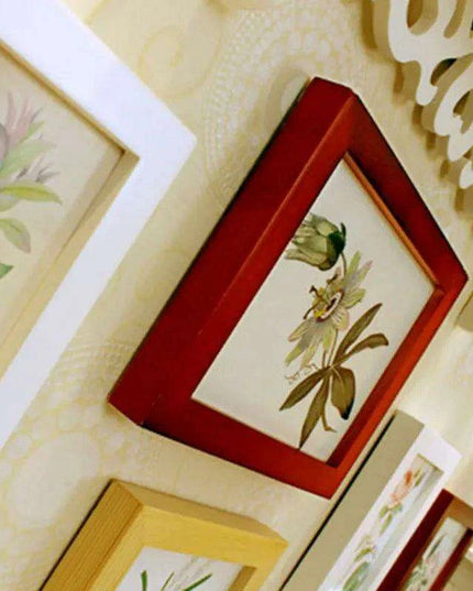 Elegant 13-Piece White Wood Carved Photo Frame Collection with Shelf Accents