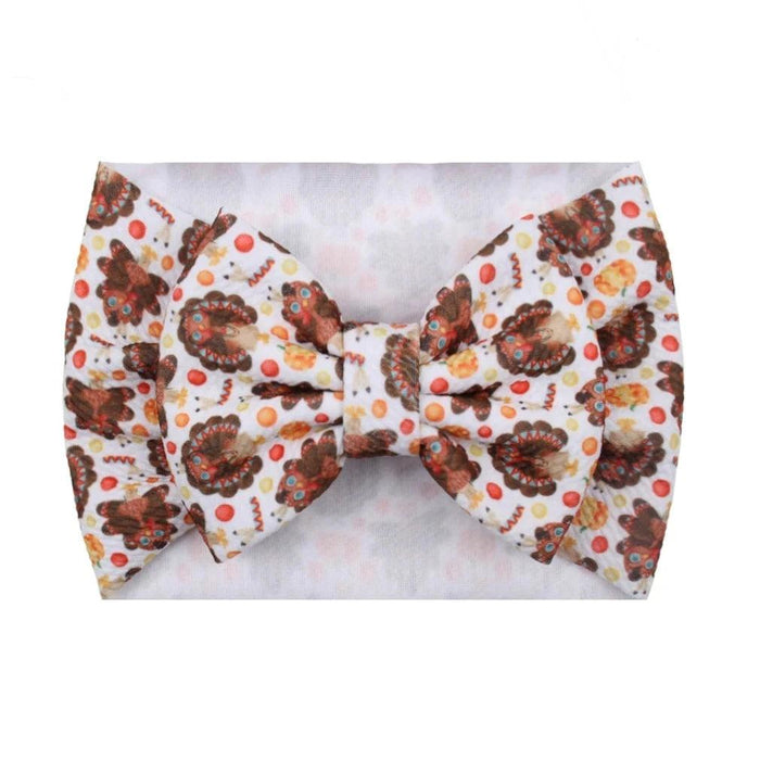 Turkey Print Baby Headband - Festive Holiday Hair Accessory for Thanksgiving Cheer