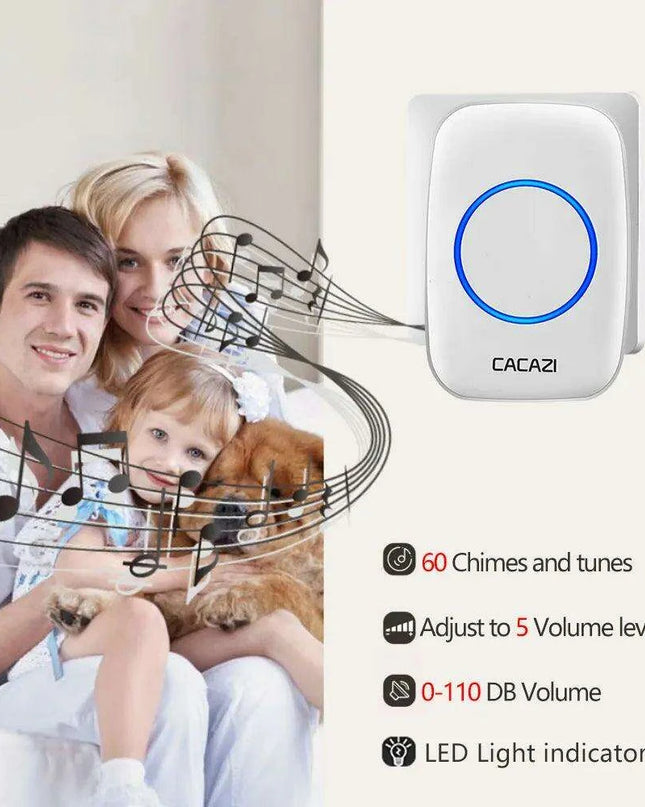 Smart Home Wireless Doorbell System with Emergency SOS Feature, 80M Range, Multi-Receiver Compatibility, and Custom Ringtone Options