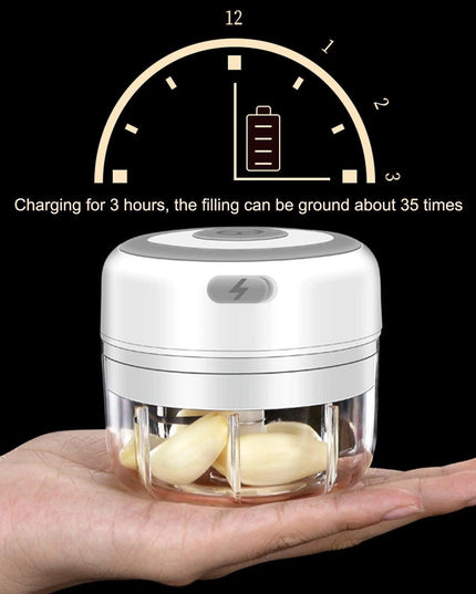 Compact Electric Garlic Chopper with Quick-Slice Technology and Adjustable Capacity