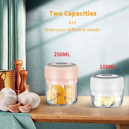 Compact Electric Garlic Chopper with Quick-Slice Technology and Adjustable Capacity
