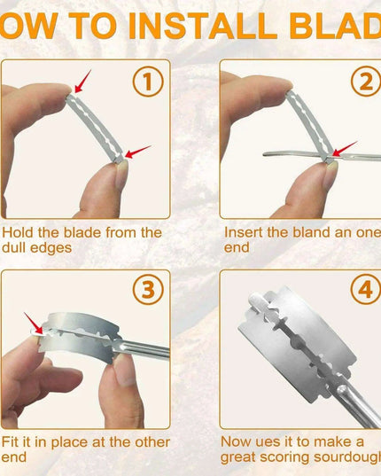 Premium Bread Scoring Tool Set with Leather Case and Stainless Steel Blade