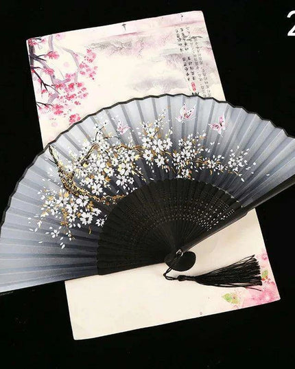 Elegant Vintage Chinese Silk Bamboo Folding Fan with Unique Designs