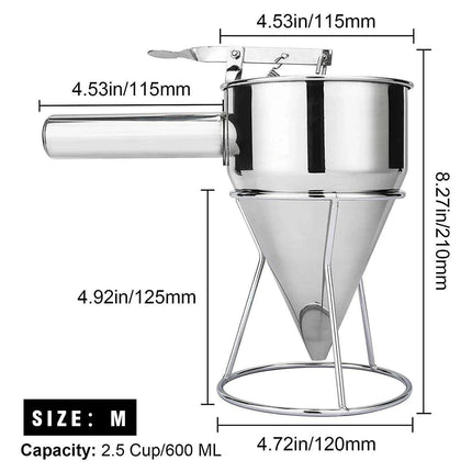 Ultimate Stainless Steel Batter Dispenser with Stand - The Perfect Kitchen Tool for Flawless Pancakes and More