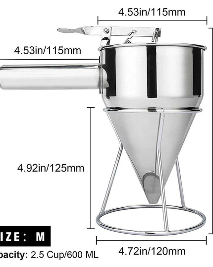 Ultimate Stainless Steel Batter Dispenser with Stand - The Perfect Kitchen Tool for Flawless Pancakes and More