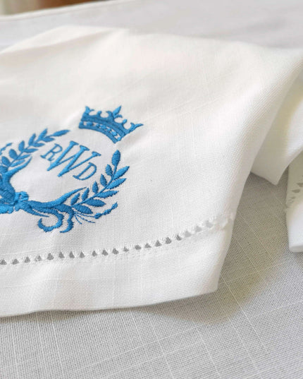 Personalized Regal Crown Linen Napkins - Elegant Wedding Table Decor Set