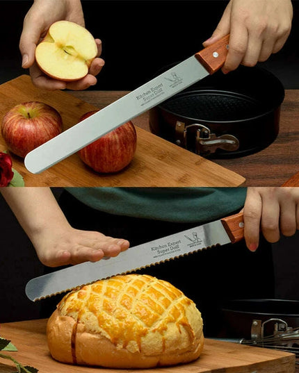 Gourmet Artisan Bread Knife Collection: Elegant Wooden Handle Duo