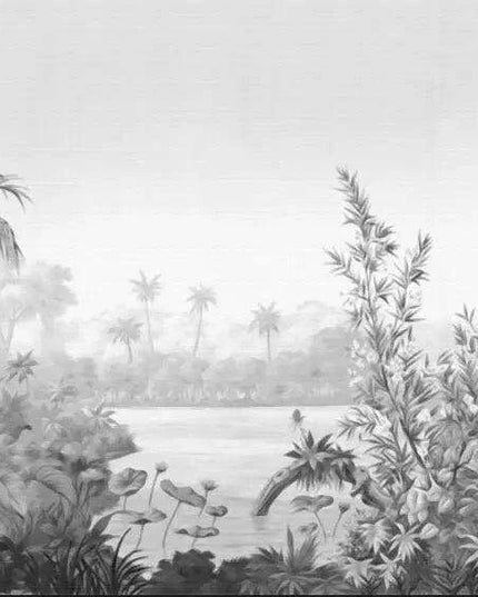 Elegant Monochrome 3D Banana Leaf Wallpaper for Stunning Home Interiors