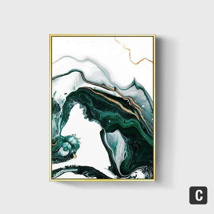 Sophisticated Green and Gold Foil Abstract Canvas Artwork for Chic Home Interiors