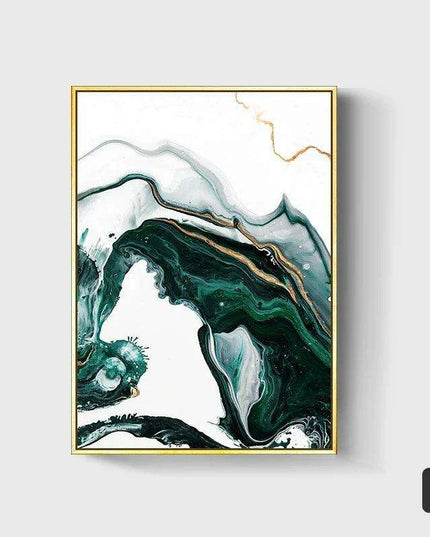 Sophisticated Green and Gold Foil Abstract Canvas Artwork for Chic Home Interiors