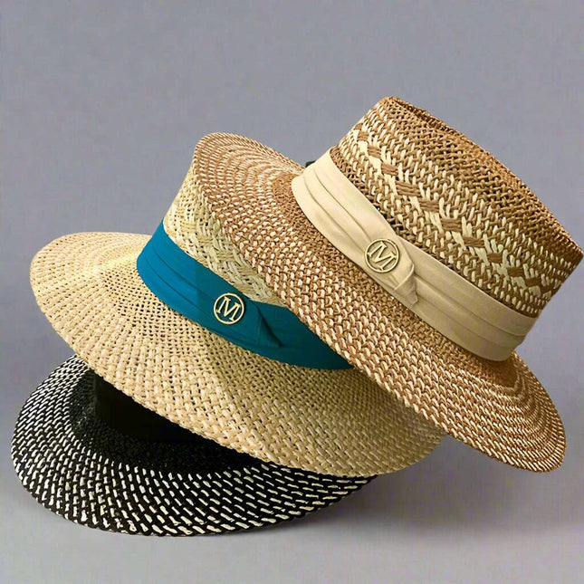 Chic Adjustable Wide Brim Straw Hat for Women - Stylish Sun Protection Beach Accessory Available in 50 Colors