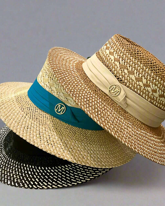 Chic Adjustable Wide Brim Straw Hat for Women - Stylish Sun Protection Beach Accessory Available in 50 Colors