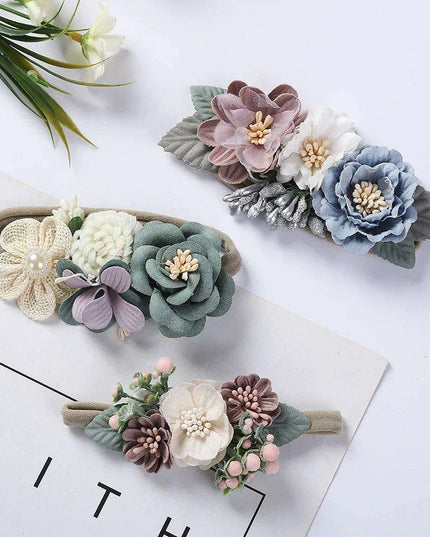 Adorable Pearl-Embellished Floral Headband Set for Babies - Ideal for Photography