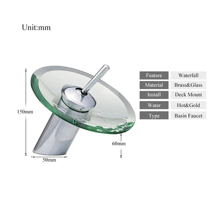 Colorful Glass Waterfall Faucet – Chrome Single Lever Mixer Ta