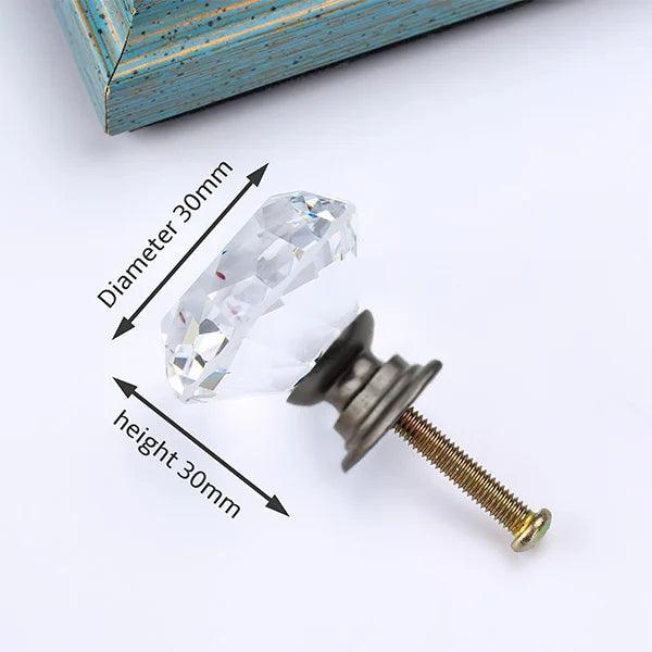 Luxurious Diamond-Shaped Glass Knobs with Elegant Gold Accents for Home Decor Upgrade